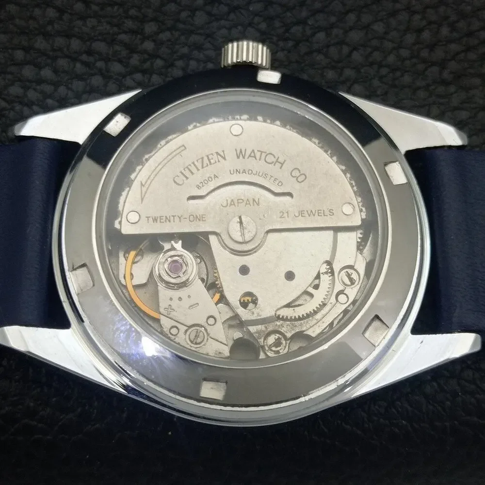 Vintage 1970 Citizen Automatic Mens Silver Watch W/daydate & Blue accents